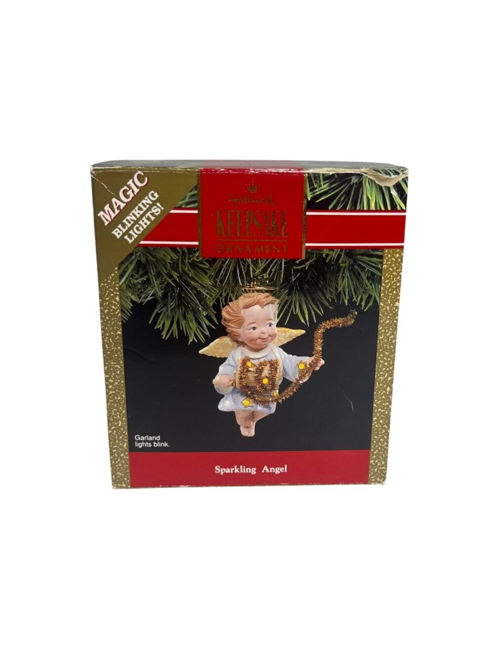 Hallmark Keepsake Angel Ornament Magic Blinking Lights Sparkling Christmas 90's